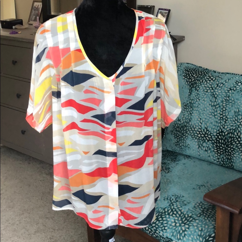 Sheer Patterned V-Neck Blouse From Anthropologie - image 1
